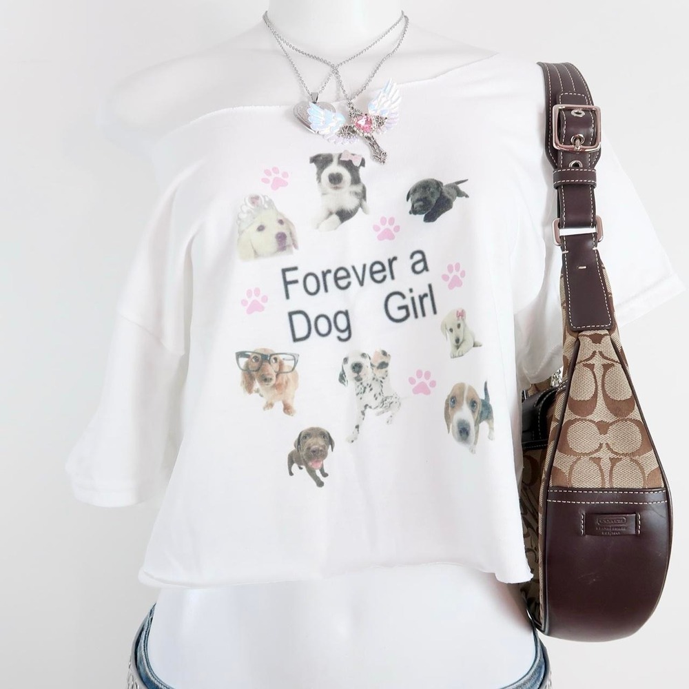 y2k forever a dog girl tee | 2000s puppy graphic cropped t shirt